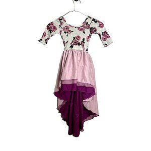 Pleiades Kids Dress Size 2T Pink Scoop Neck Gray Rose Floral Ombre Chiffon Skirt